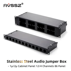 AVSSZ 1 2μ Stainless Steel Cabinet Jumper Box 12 Channel for Audio XLR Speaker Connector 4pcs 86 Type Panels Patchbay Jumper Box