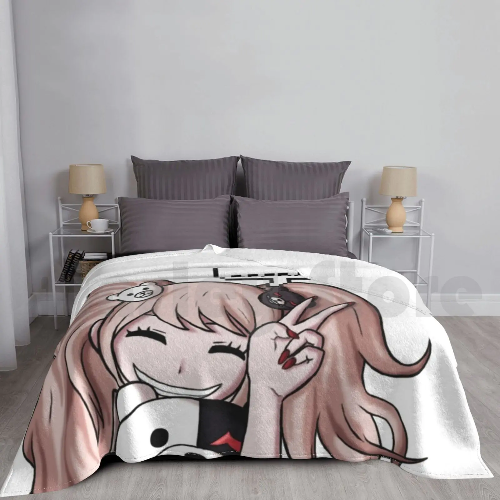 Junko Enoshima Blanket Fashion Custom Junko Enoshima Junko Danganronpa Monokuma Anime Anime Girl