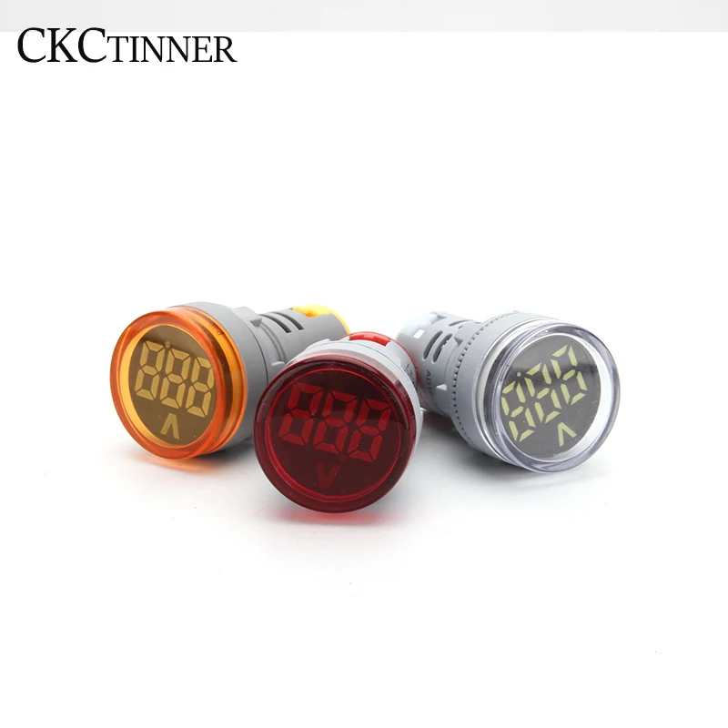 1pcs 22MM Round Mini Digital Voltmeter AC 20-500V Volt Voltage Tester Meter LED Digital Indicator Pilot Lamp Light Display