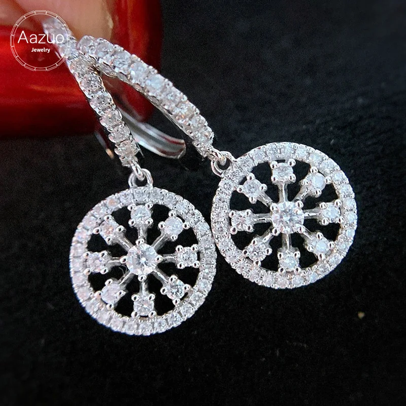 

Aazuo Real 18K White Gold Real Diamonds 0.50ct Perfect Round Ring Earrings gifted for Women Wedding Party Au750