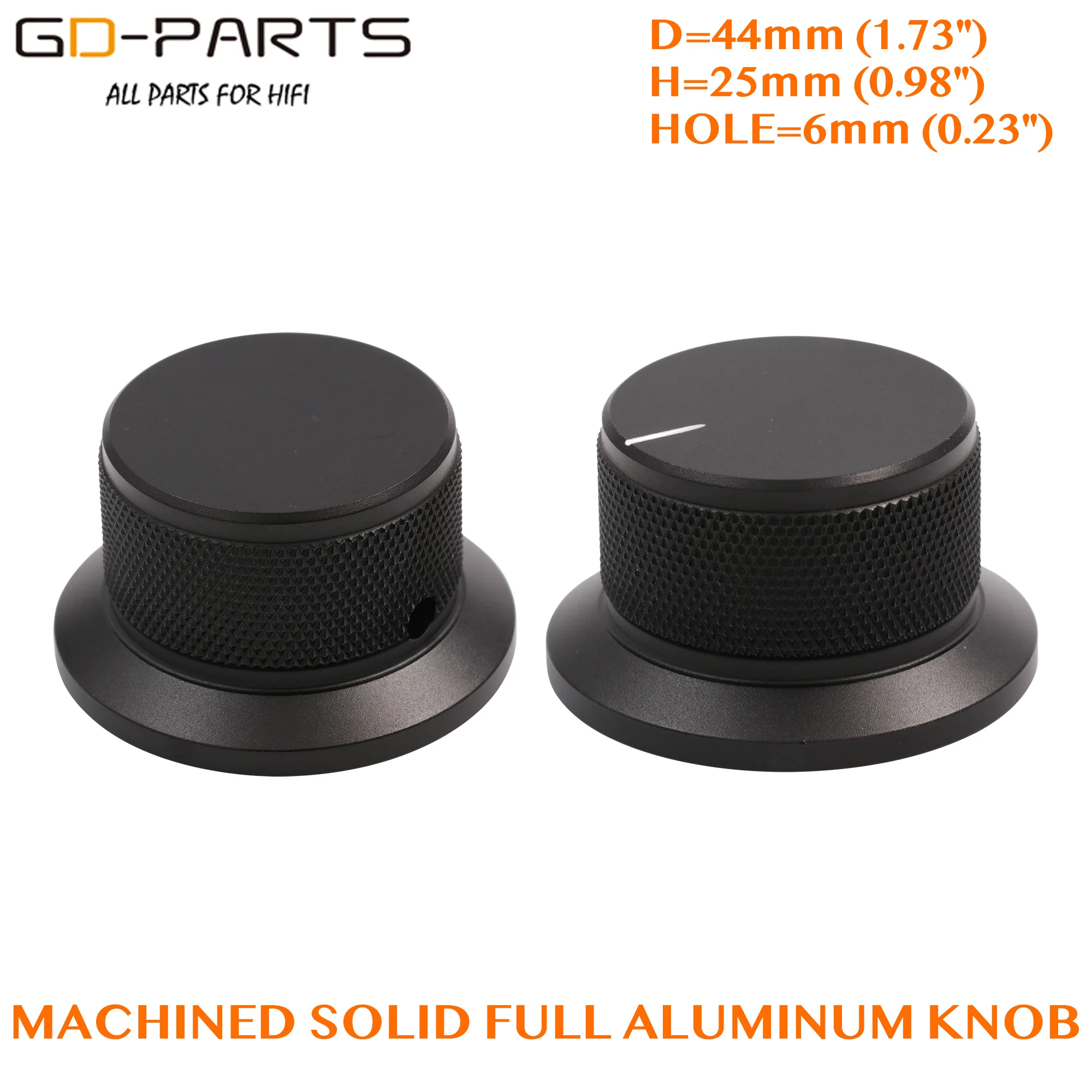 

44*25mm Solid Aluminum Set Pointer Knob For Hifi Audio CD DVD Turntable Recorder Speaker AMP DAC 6mm Hole CNC Machined