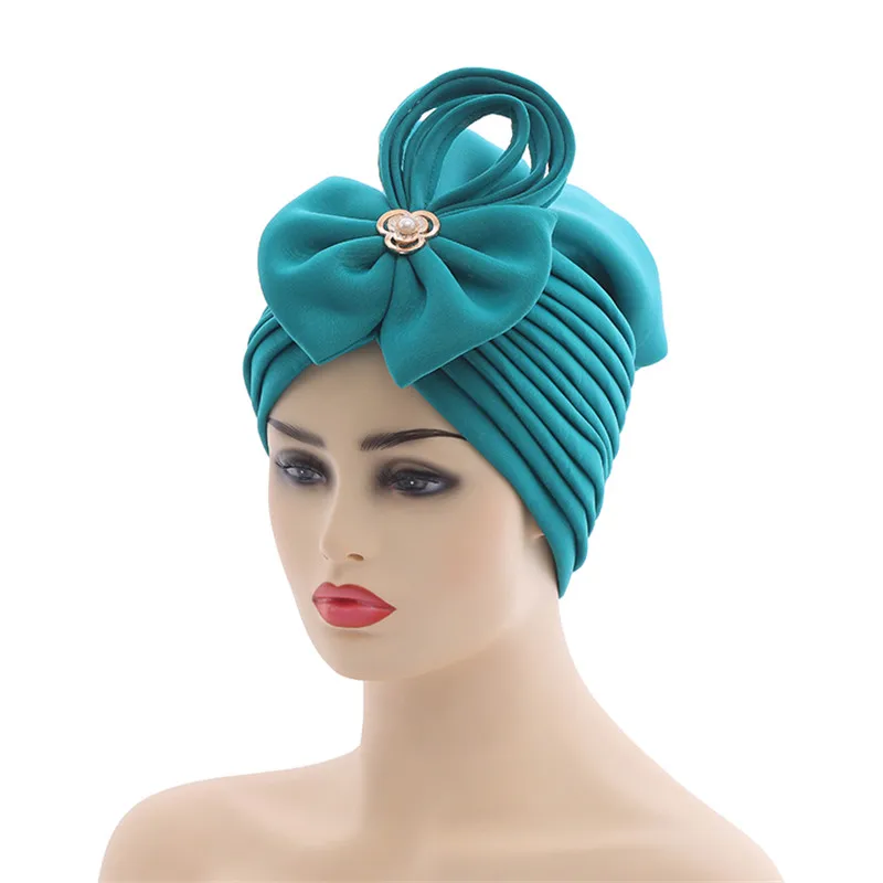Handgemachte nigerianische Hochzeit Gele afrikanische Auto Gele Headtie muslimische Turban Kappe arabische Indien Hut weibliche Kopf Wraps Turbante Mujer – Detail 2
