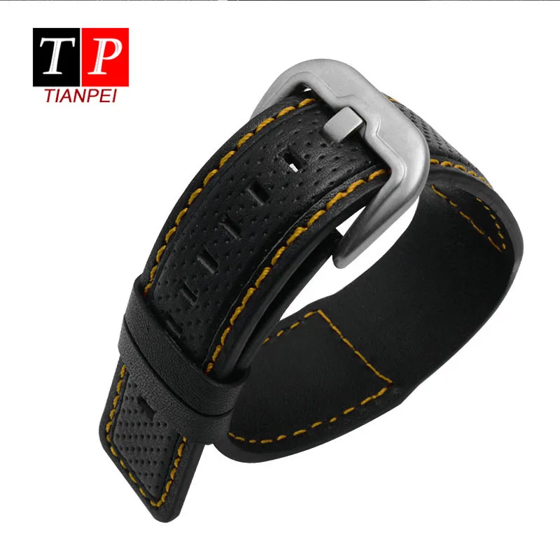 Simplicity leather watch band for Dietrich OTC-AO1 OT-3 waterproof 24mm watch strap black watch bracelet Cowhide wristwatches