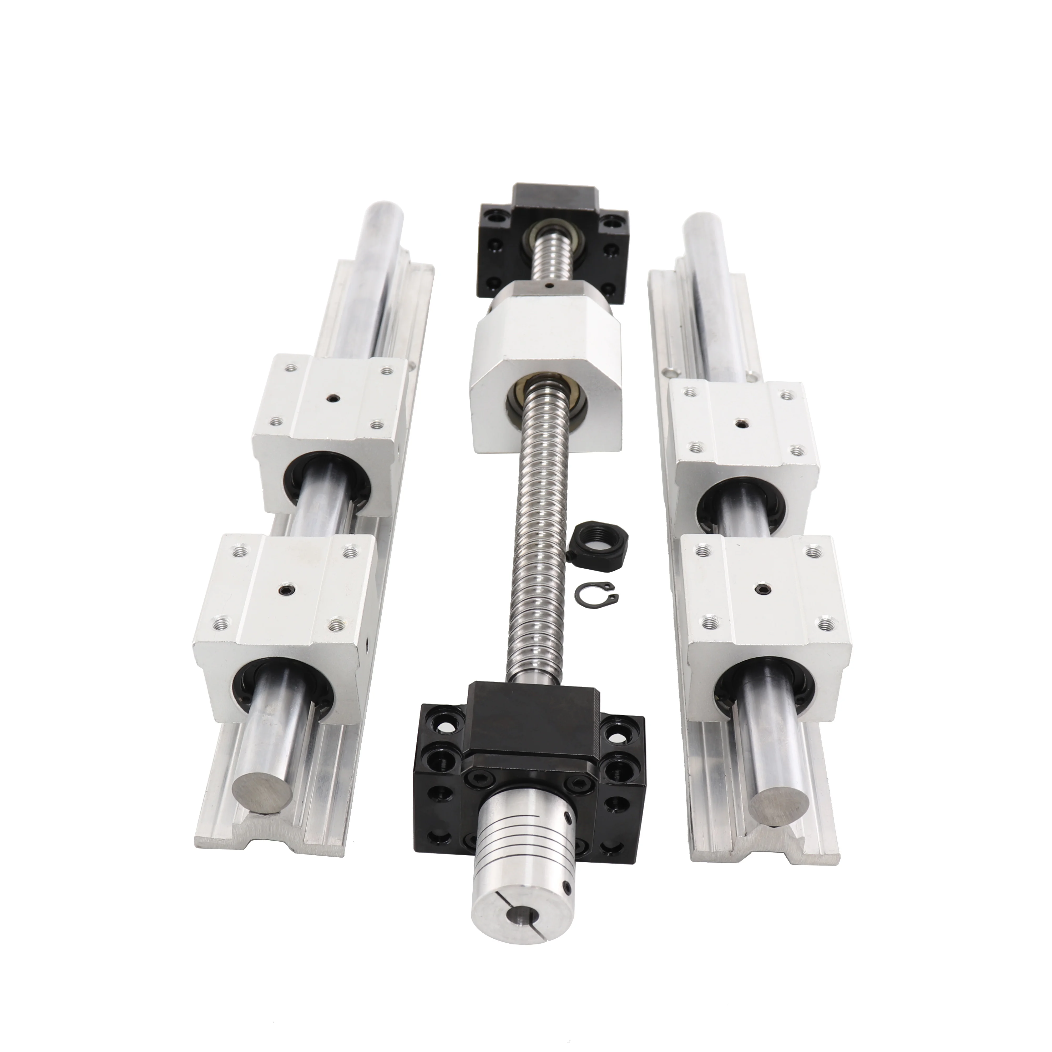 2PCS SBR16 Linear Guide 4PCS SBR16UU Guide Slider SFU1605 Ball Screw Nut Seat + EKEF12 Or Support Seat