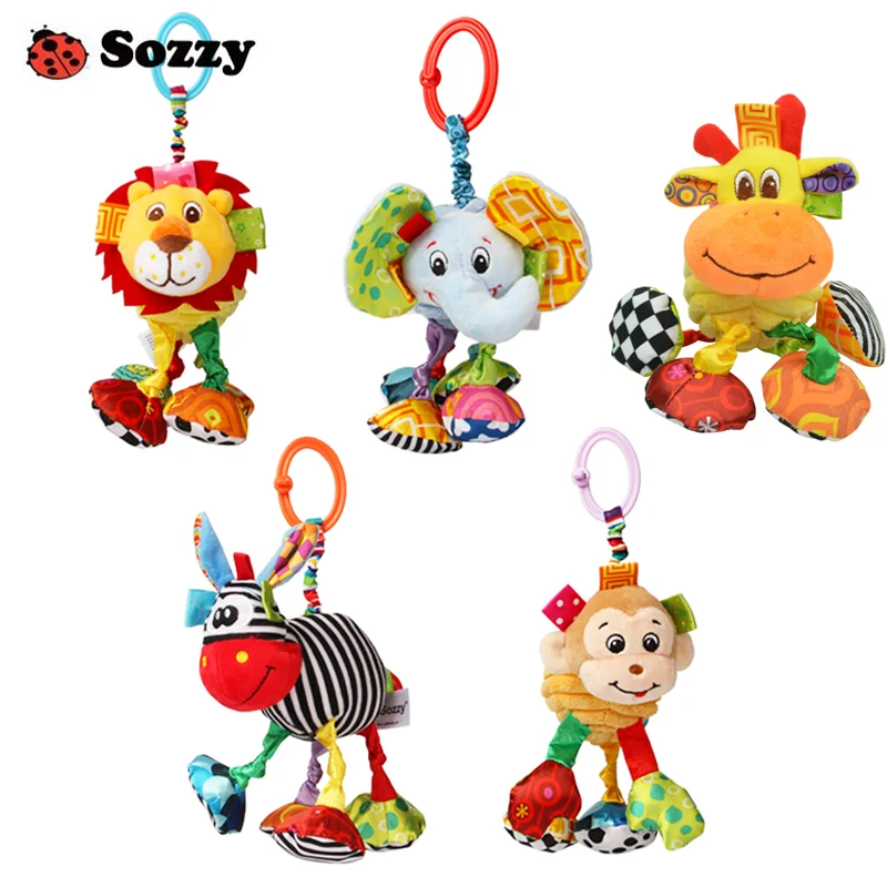 Sozzy Baby Soft Plush Stuffed Animal Pull Shake Vibrate Rattle Stroller Crib Mobile Hanging Funny Bebe Toys for Newborn Children