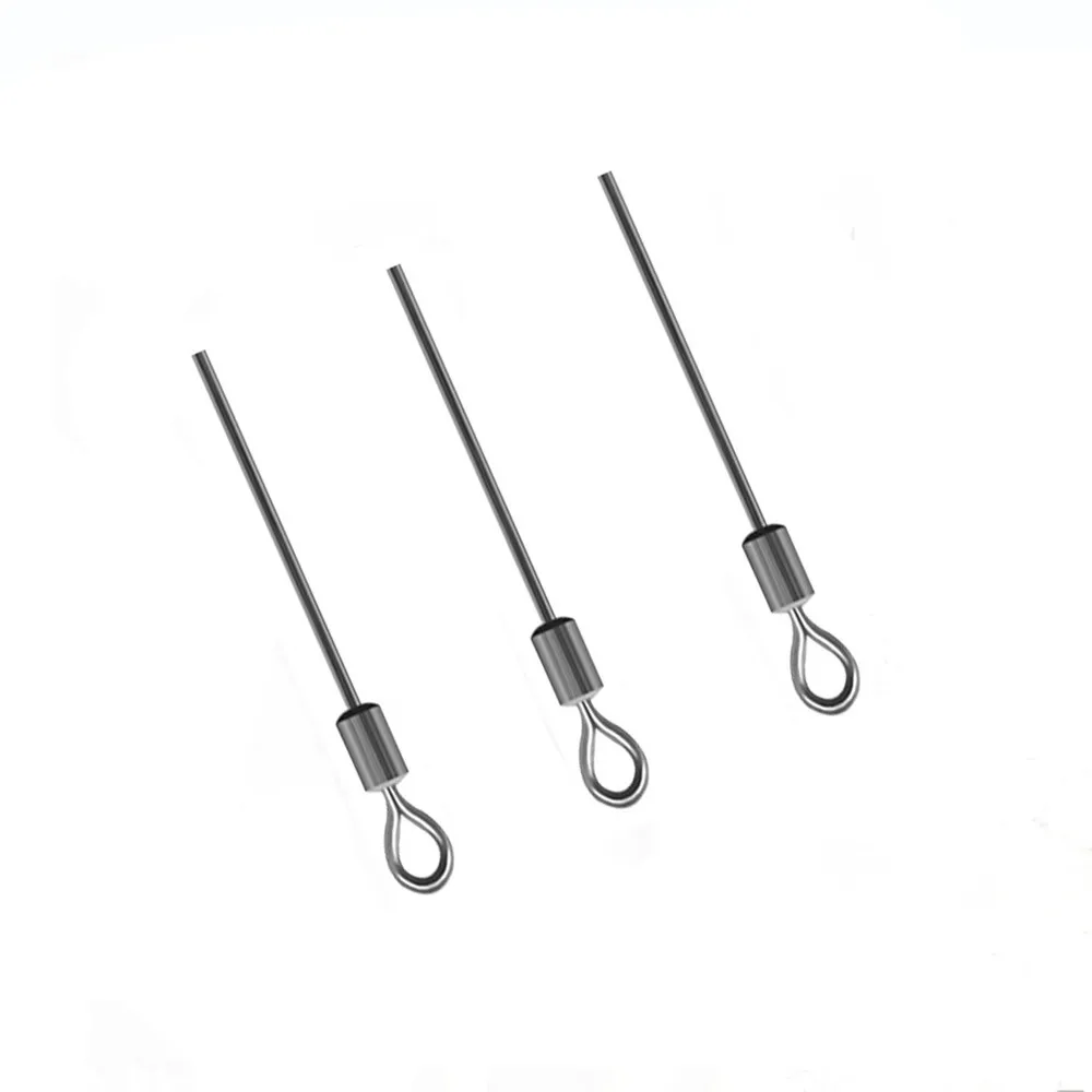 50pcs Fishing Swivel Hard Steel Wire Long Pole Fishing Swivel Stainless Steel Barrel Rolling Connector Fishing Accessories