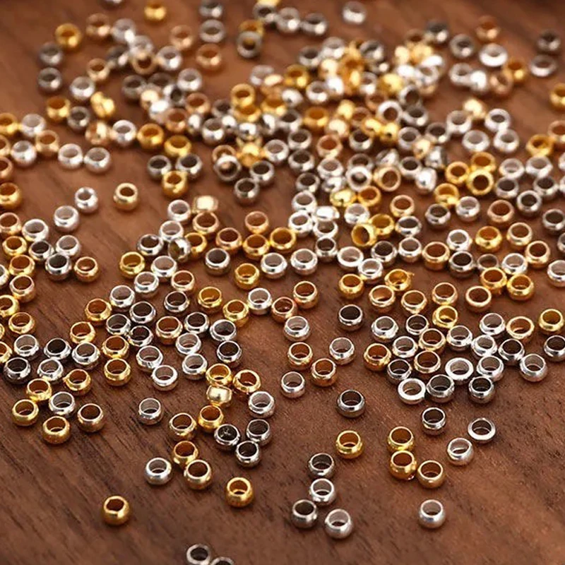 500pcs Gold Silver Ball Crimps End Beads 2/2.5/3mm Stopper Spacer Components Beads For Jewelry Making Findings DIY Accessories