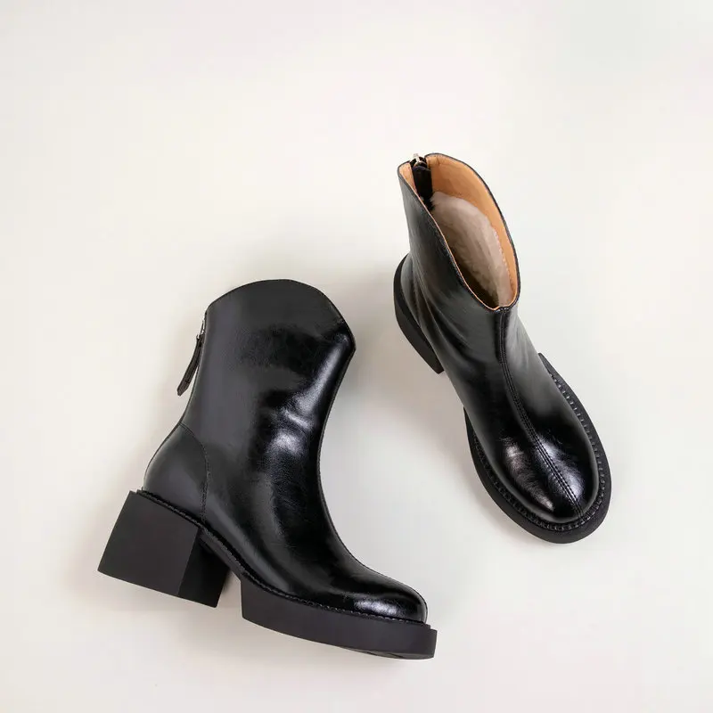 2022 nowe zimowe buty śniegowe damskie ciepłe 100% wełniane futrzane buty moda naturalna skórzana platforma wysoka (5cm-8cm) Chelsea Boots