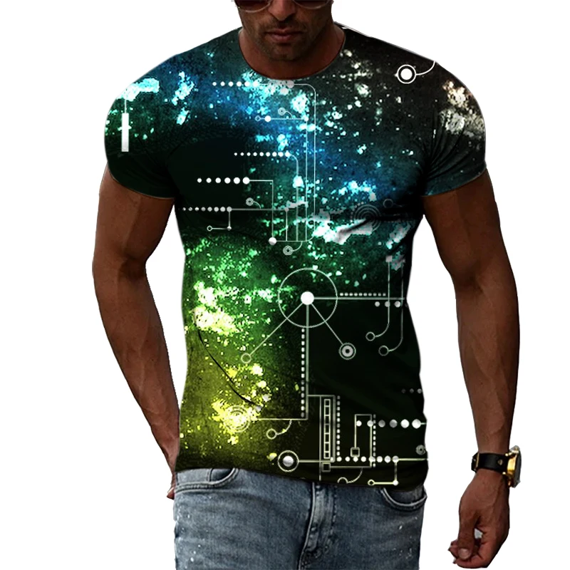 Online Heißer Verkauf Circuit Board grafik t shirts Für Männer Sommer Mode Rundhals Persönlichkeit Kreativität Druck T-shirt Top