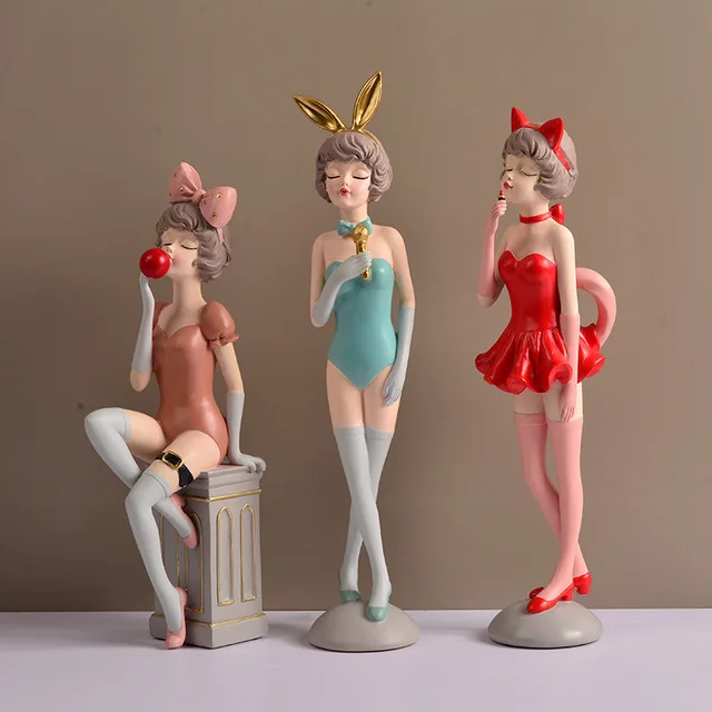 

Nordic Resin Sexy Modern Girl Statue Adornments Home Livingroom Desktop Sculpture Crafts Hotel Store Cafe Figurines Decoration