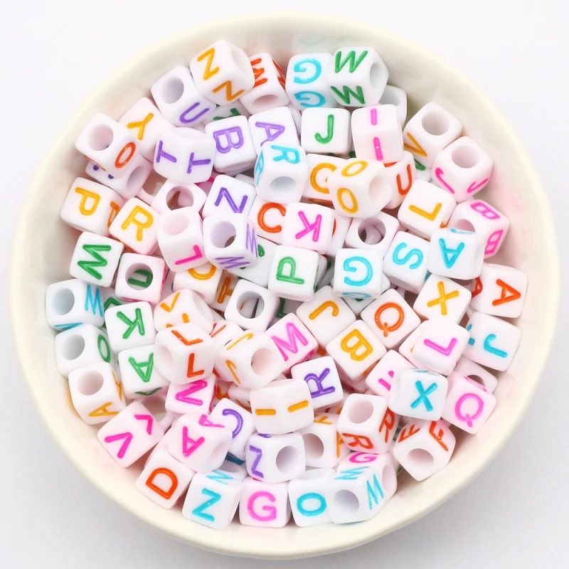 100/500pcs Mixed Letter Acrylic Beads Russia Alphabet Round Square Cube Number Beads For Jewelry Making Diy Bracelet