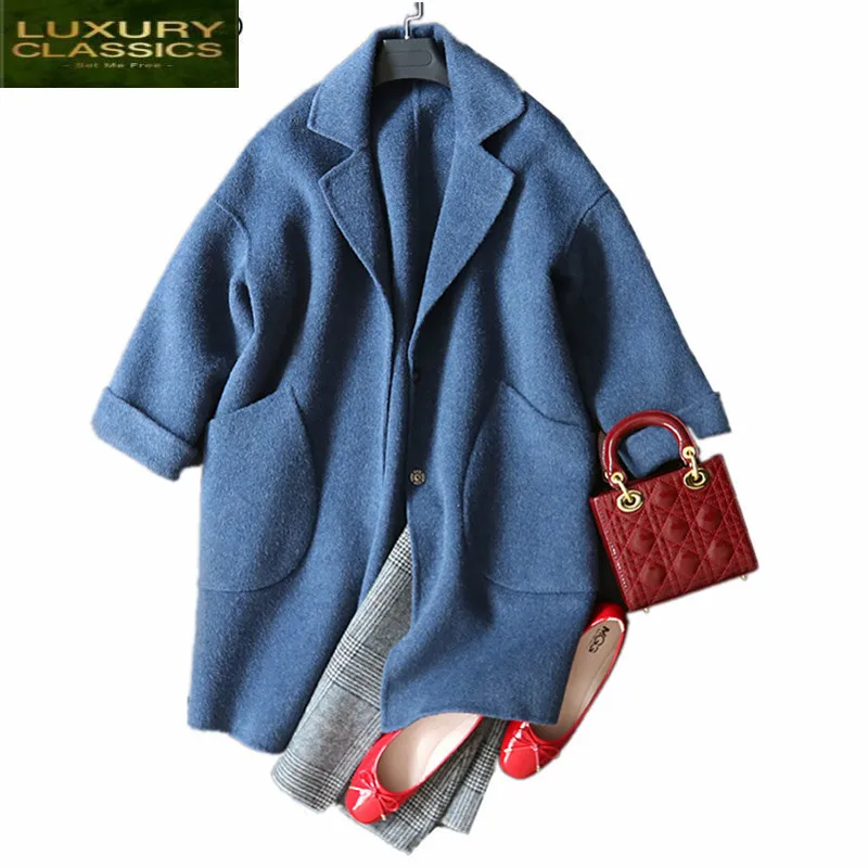 Women's 2021 Jackets Fashion Spring-autumn Double-sided Wool Coat Female Elegant Outerwear Overcoat Long Jacket LWL509