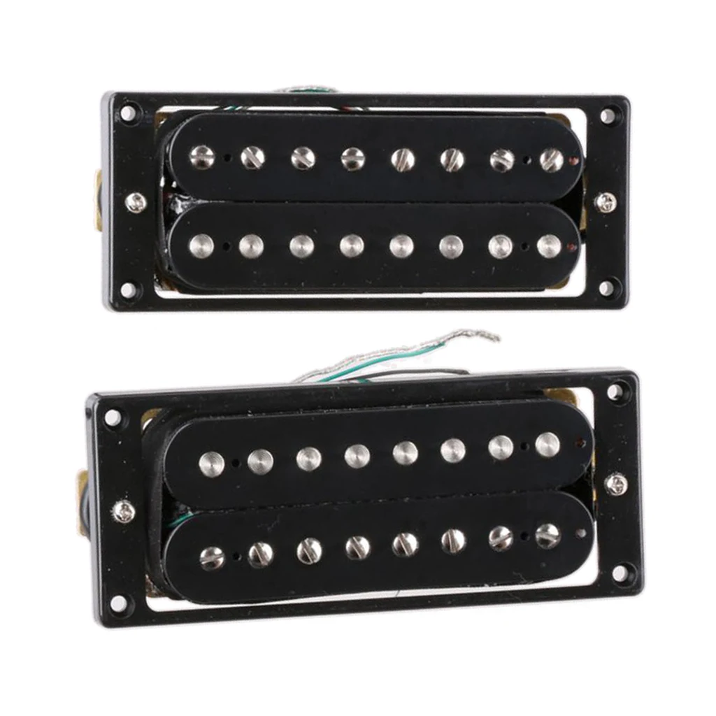 2 Pieces 8 String Electric Guitar Humbucker Pickup Double Coils Neck Bridge Pickup Set, Black