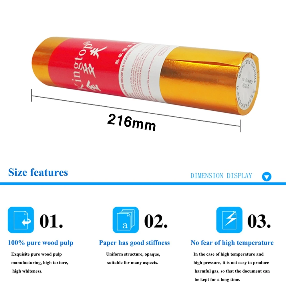 5 Roll/LOT Thermal Fax Paper A4  216mm X 16 Meter Thermal Fax Machine Paper 55g Coated Fax Papers Roll