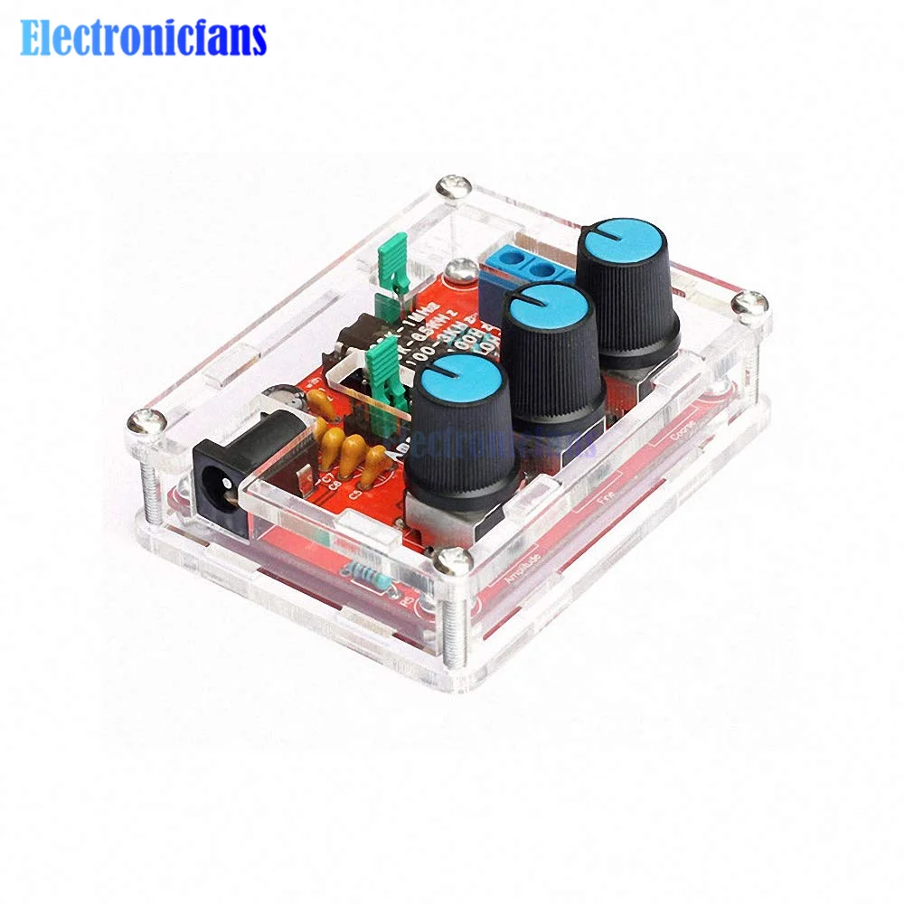 1Hz-1MHz XR2206 Function Generator Kit Square Wave Signal Generator Module Adjustable Frequency Pulse with Cover Box Protect DIY