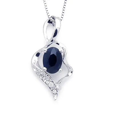 

CoLife Jewelry 100% Natural Sapphire Pendant for Daily Wear 4mm*6mm Black Sapphire Necklace Pendant 925 Silver Sapphire Jewelry