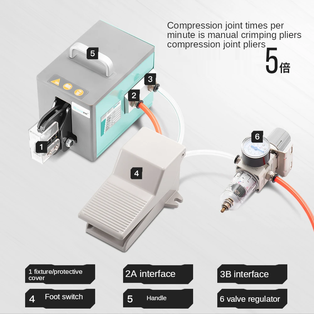 Herramienta de prensado neumática de escritorio, Terminal en frío, multimoho, herramienta de cableado opcional, máquina prensadora multifunción