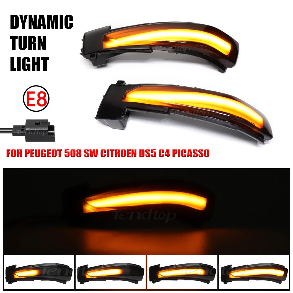 

Светодиодный динамический указатель поворота, заднее зеркало, автомобильные лампы для Peugeot 508 SW 2010-2017 для Citroen DS5 C4 Grand Picasso II 2013-2017