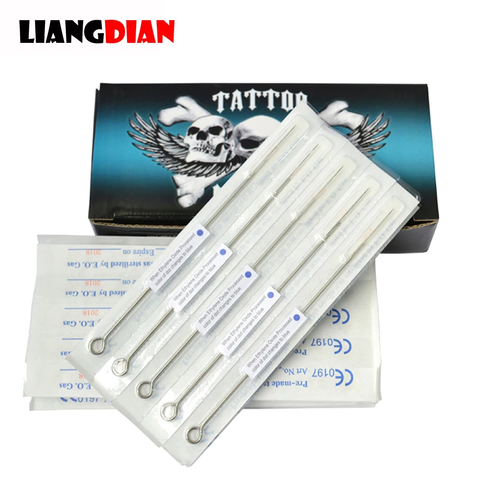 50PCS/Lot Disposable Sterilized Tattoo Needles Curved Round Liner Tattoo Pen Supply Accessory Tattoo Cartridges Needles RL RS RM