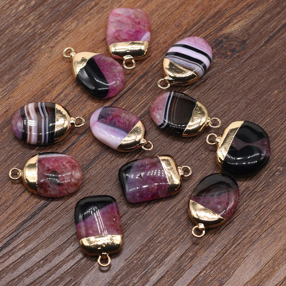 Natural Stone Striped Agates Pendants Random Shaped exquisite Charm for Jewelry Making Diy earring necklace Bracelet accessories image 3