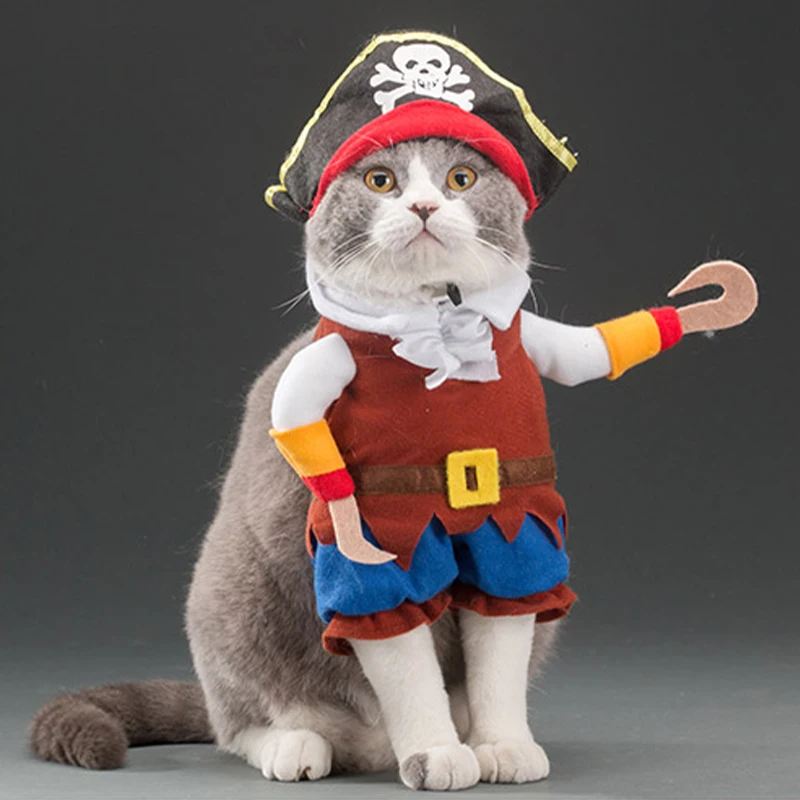 Cat Cosplay Suit For Cats Clothes Firecrackers Corsair Cowboy Cute Costumes Pirate Things Fancy Kitty Funny Dog Hat Accessories