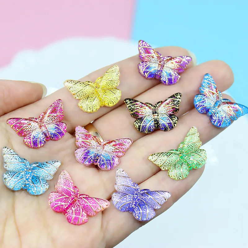 10pcs Color Resin Butterfly Charms Filler Addition for Slime DIY Polymer Accessories Toy Lizun Modeling Clay Kit for Kids