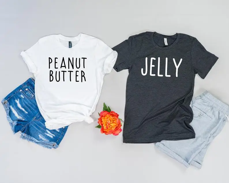 Skuggnas New Arrival Peanut Butter Jelly T-shirt Best Friends Shirt BFF shirts Matching Tumblr bff  t shirts Drop Shipping