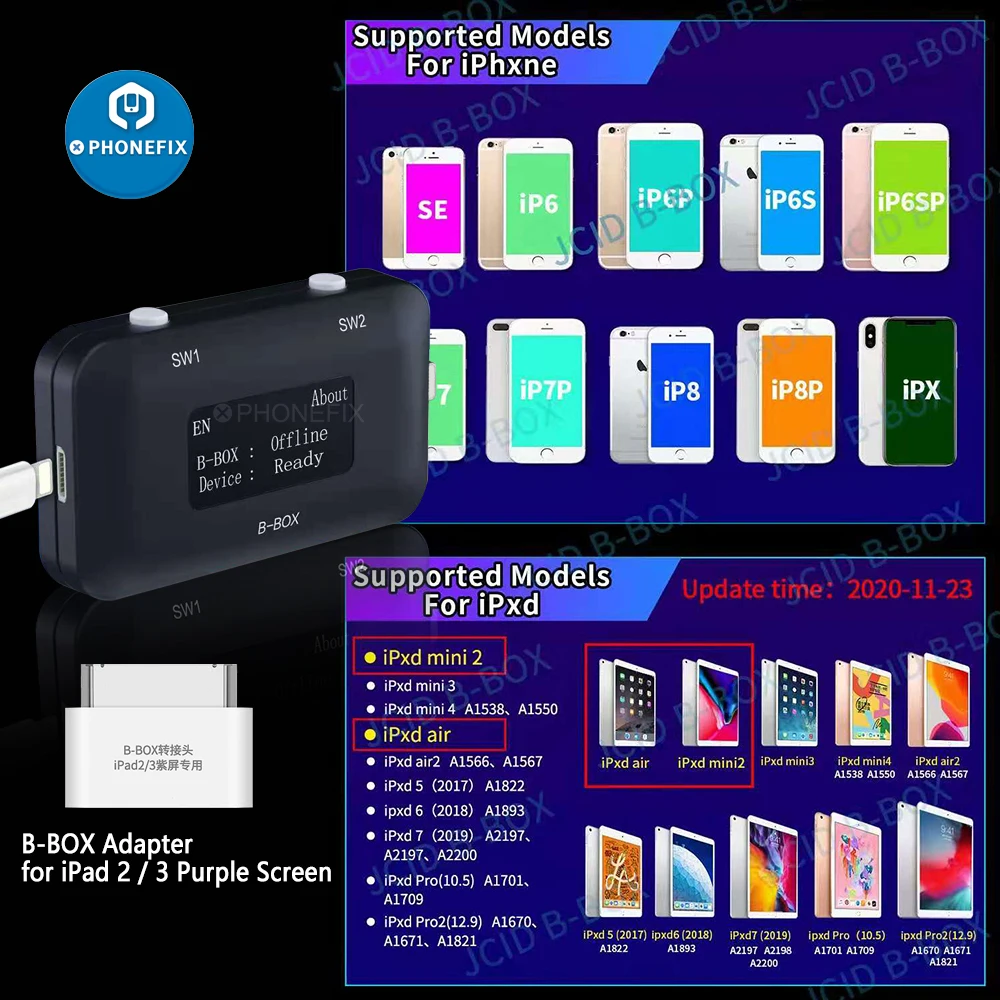 JC BBOX pro C4 DFU صندوق زر واحد في وضع الشاشة الأرجواني ل IOS A7-A11 آيفون 6-x باد Unbind WIFI تعديل بيانات NAND Syscfg