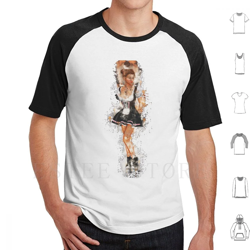 Woman Attractive Oktoberfest Watercolor Painted T Shirt DIY Big Size 100% Cotton Attractive Oktoberfest Rural Charming Engaging