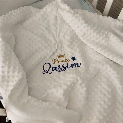 Gepersonaliseerde babydeken met naam voor pasgeboren jongens en meisjes Aangepaste Minky Fleece peuter wieg kinderwagen deken verjaardagscadeau