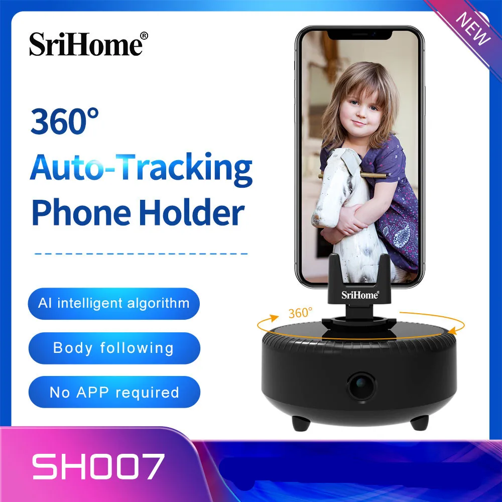 Srihome SH007 360 Degree Face Tracking Gimbal Stabilizer AI Robot Auto Cameraman Phone Holder Auto Motion Smart Follow Bracket