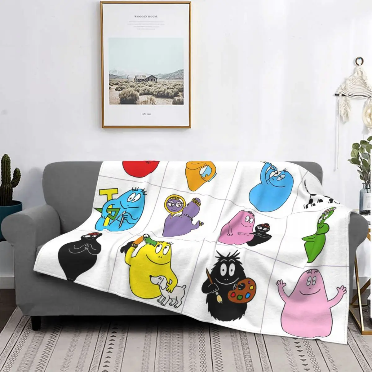 

Les Barbapapa Collage Blanket Coral Fleece Plush Parent Child Animation Warm Throw Blankets for Home Couch Bedding Throws