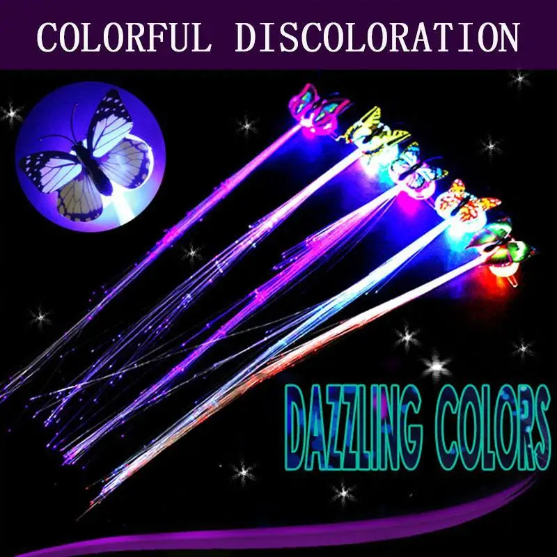 2pcs Glowing Flashing Hair Braid Glowing Luminescent Hairpin Novetly Hair Ornament Girls Toys New Year Party Christmas Gift