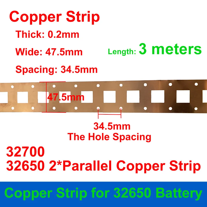 Copper Strip 0.2mm Thickness 18650 21700 32650 32700 Cells DIY Battery Pack LiFePO4 Spot Welding Connection E-Bike E-Motorcycle