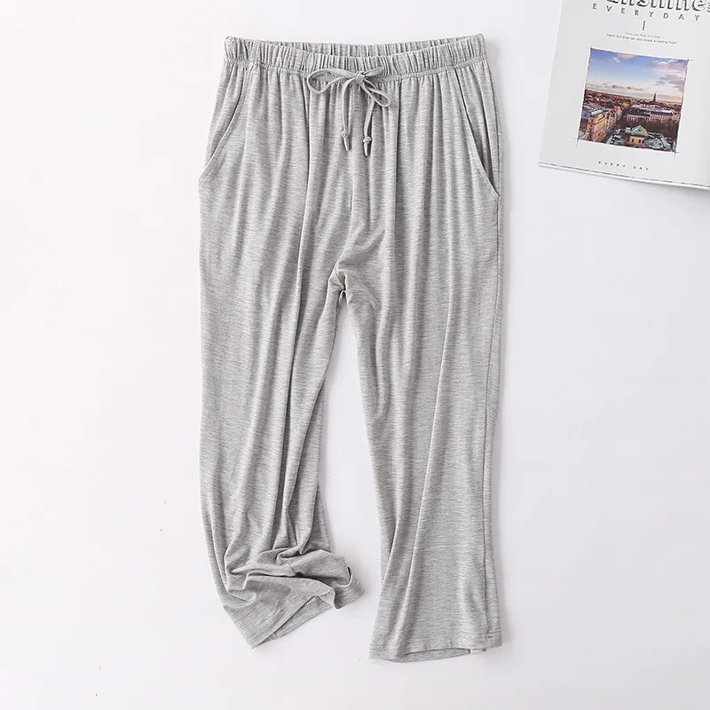 New Modal Sleep Pajama Pants Women Thin Calf-Length Pant Loose Large Size Pink/Gray/ Black Casual Home Wear Pantalones De Mujer