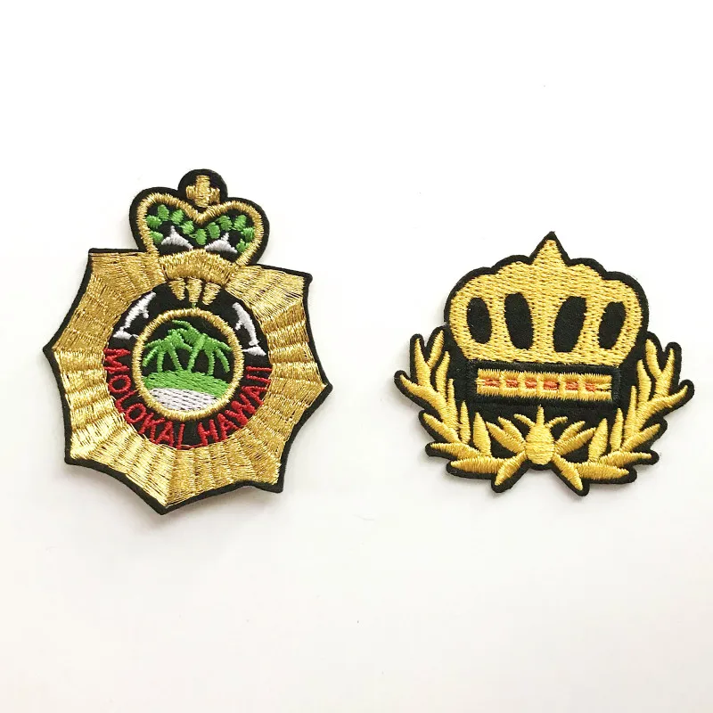 golden Badges Iron on Embroidered Patches for hat bag Clothing Individuality Applique Clothes Stickers