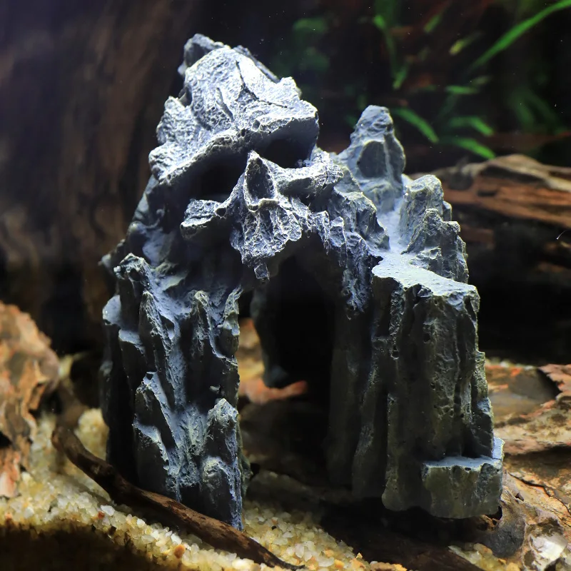 Aquarium Ornament Rockery Hiding Skull Mountain Cave Landscape Fish Tank Decor