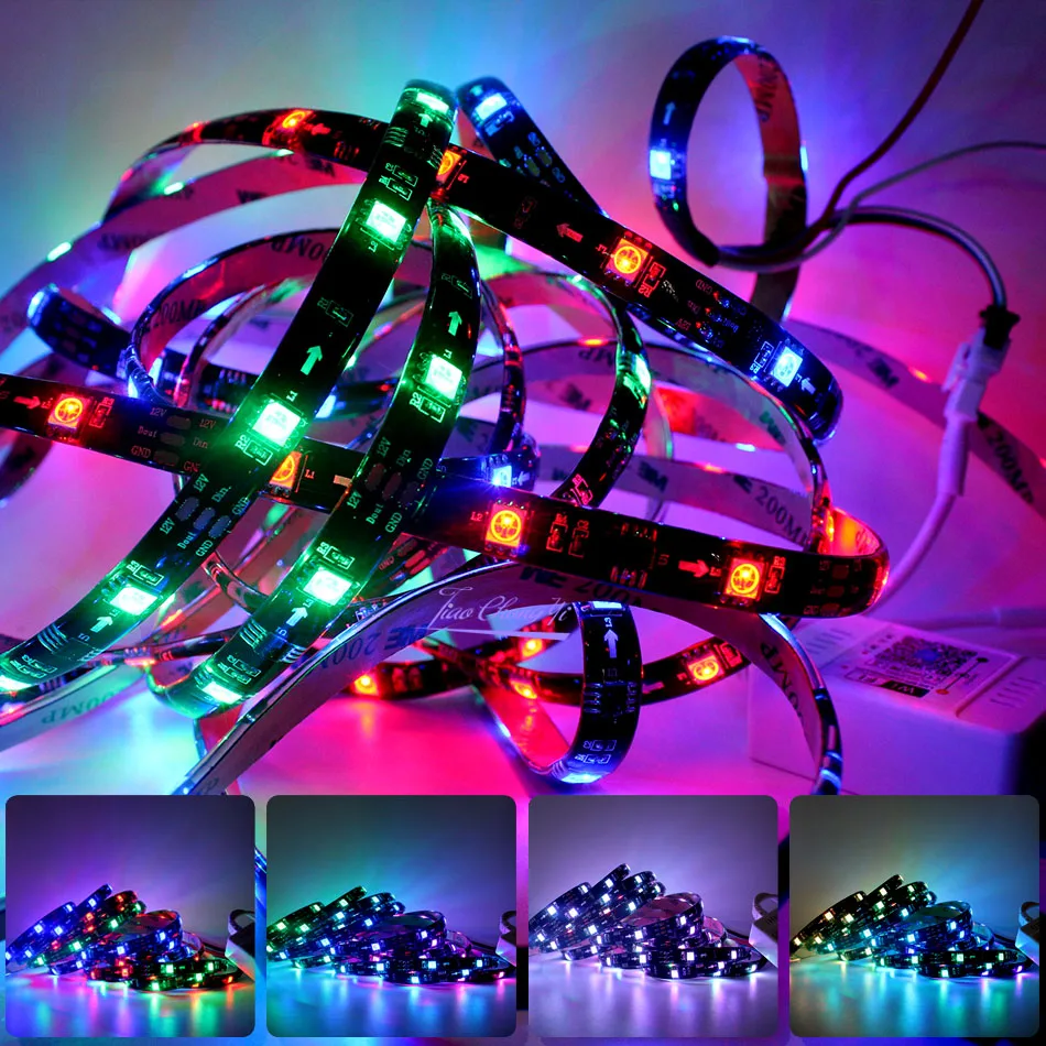 Imagem -06 - Rgb Led Tira Endereçável Sonho Cor Completa com 28key rf Wifi Inteligente App Controlador Mais Led Poewr Conjunto 5m 10m Ws2811 Dc12v