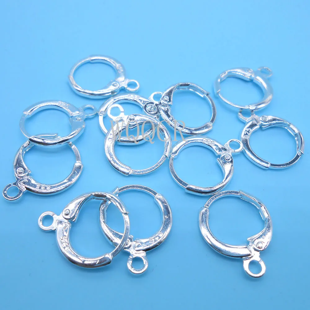 50PCS 925 Sterling Silver Lettering DIY Round Earrings Hook Wire Set Base Ring DIY Earrings Jewelry Accessories 13X16MM