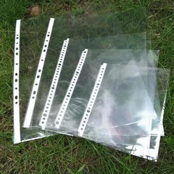 100pcs Plastic Punch File Folder A4 Clear Thin Leaf Documents Sheet A3/A5/B5 Information Bags Refill Page Protector Accessories