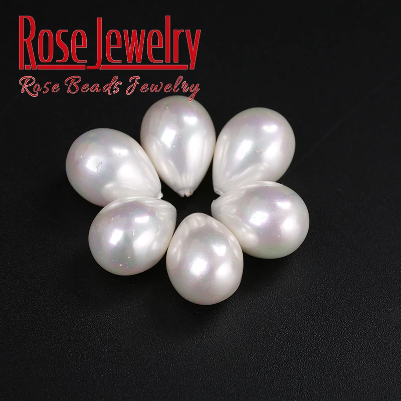 

Natural Half Drilled White Water-drop Shell Pearl Beads 12x16mm 3pcs Irregular Loose Beads For Jewelry Making Bracelet Ear Studs