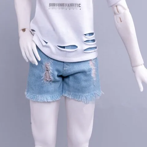 

BJD doll clothes fit for a new 1/3 1/4 POPO68 Uncle fashion versatile casual personality base ripped denim shorts for blue men