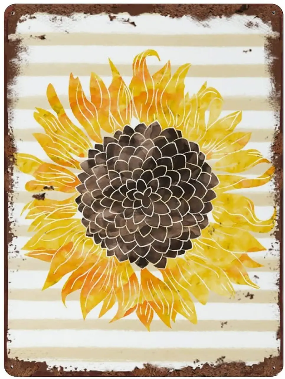 

Sunflower Wall Sign Decorable Watercolor Tan Stripes Floral Wall Sign Decor Art Wall Art Home Office Decor Floral Nursery for