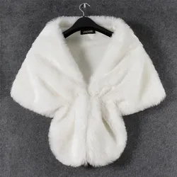 New Women Cape Faux Fur Wrap Warm Large Shawl Winter Wedding Cover Up Stole Bridal Accessories Coat Women Fur Shrug Jacket