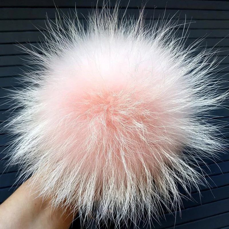 2pcs/lot Fur Raccoon Pom pom 15cm Large Huge Fur Pompoms Real Fur Pom pom Pink Raccoon Pompom For Hats Beanie Scarf 25 colors