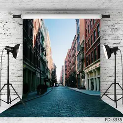 City Vintage Street Brick Path House Road Backdrops Baby Children Portrait Scenic Photography Backgrounds Photocall Photo Studio