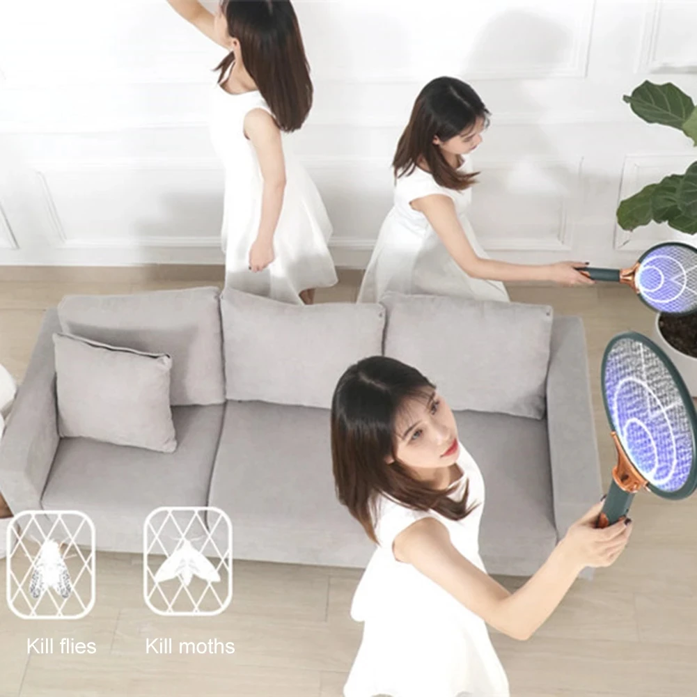 1200mAh Electric Mosquito Swatter LED Rechargeable Anti Fly Bug Zapper Killer  Trap Insect Racket Pest Control Product