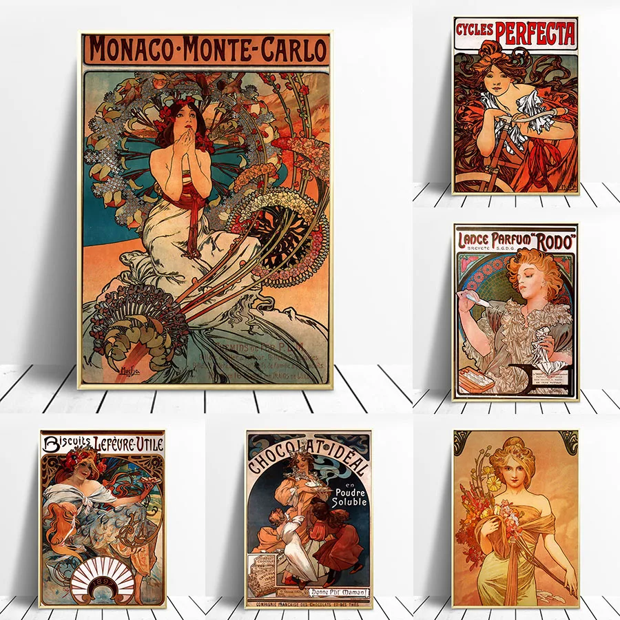 

Alphonse Mucha Canvas Posters and Prints Art Vintage Woman Canvas Painting Art on The Wall Art Pictures for Home Decoration