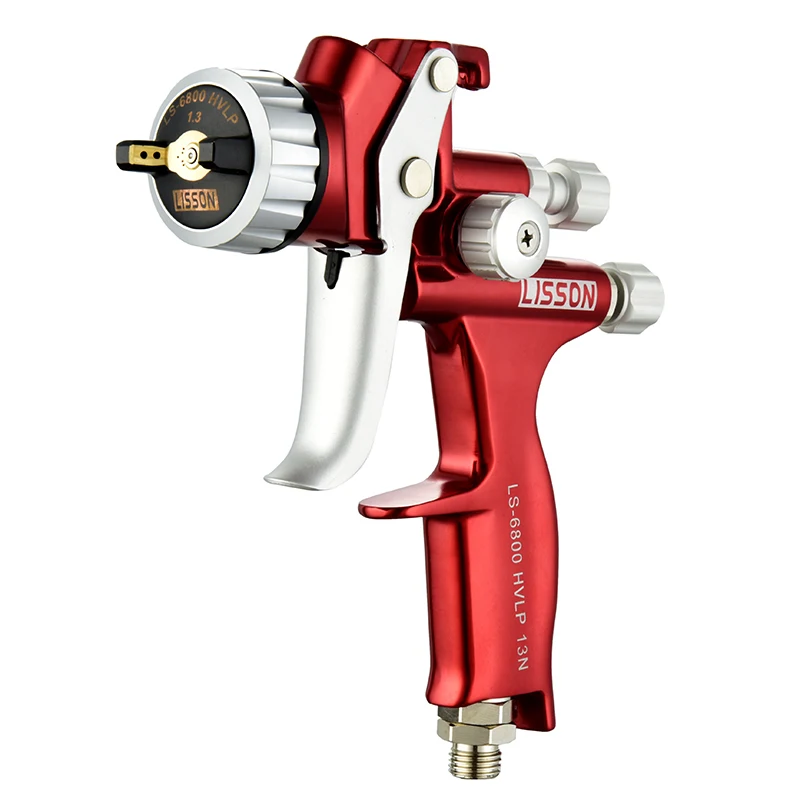 Spray gun with pressure gauge Red gravity paint spray gun 1.3mm nozzle with 14 holes high atomization 600cc cup  spray gun tool