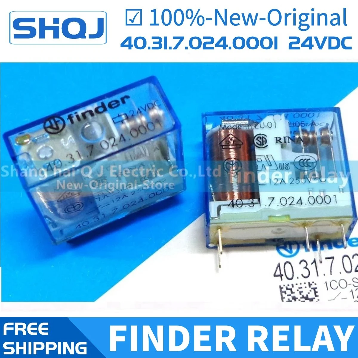 5PCS FINDER RELAY 40.31 24VDC 230VAC 40.31.9.024.0000 40.31.8.230.0000 40.31.7.024.0001 12A 8PIN 1CO 100%-new-original